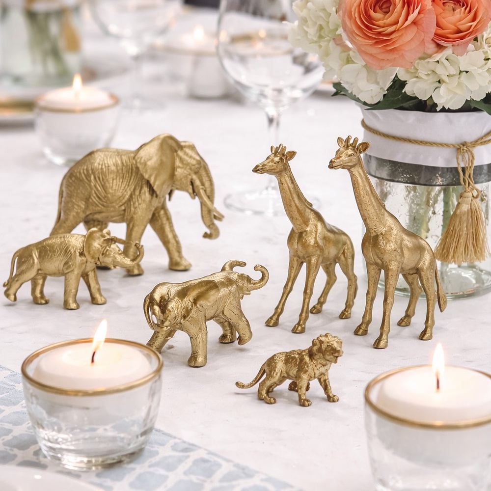 Gold Safari Animal Luxe Table Decor Figurines for Party or Baby Shower - Picture 1 of 6